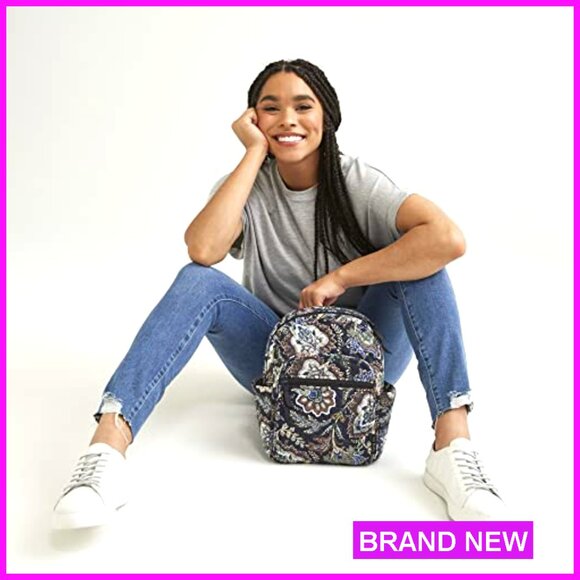 Small Quilted Cotton Backpack with Adjustable Straps and Pockets main image 6